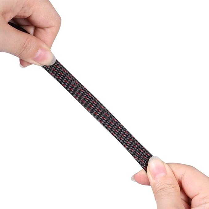 100ft - 1/8 Inch Cable Management Sleeve Protector,Wire Loom PET Expandable Wire Sleeving for Office TV Computer Home Theater Engine Bay Cord Organizer,Protect Cables from Pet Cat Dog Chewing,BlackRed