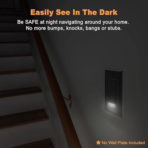 10 Pack SOZULAMP Light Switch with LED Night Light 15Amp 120/277Volt Rocker Single Pole Wall Switch, Automatic On/Off Sensor-Black