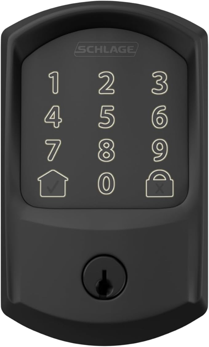 SCHLAGE BE489WB GRW 622 Encode WiFi Deadbolt Smart Lock, Keyless Entry Touchscreen Door Lock with Greenwich Trim, Matte Black