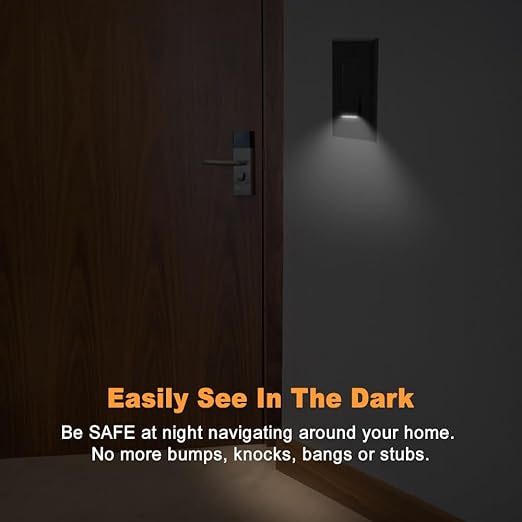 10 Pack SOZULAMP Light Switch with LED Night Light 15Amp 120/277Volt Rocker Single Pole Wall Switch, Automatic On/Off Sensor-Black