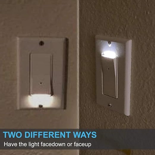 10 Pack SOZULAMP Light Switch with LED Night Light 15Amp 120/277Volt Rocker Single Pole Wall Switch, Automatic On/Off Sensor