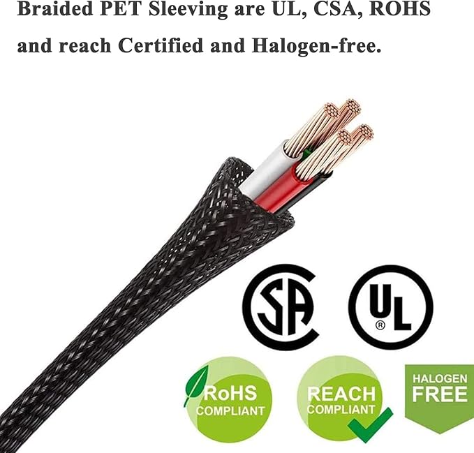 100ft - 3/8 Inch Cable Management Sleeve Protector,Wire Loom PET Expandable Wire Sleeving for Office TV Computer Home Theater Engine Bay Cord Organizer,Protect Cables from Pet Cat Dog Chewing,Black