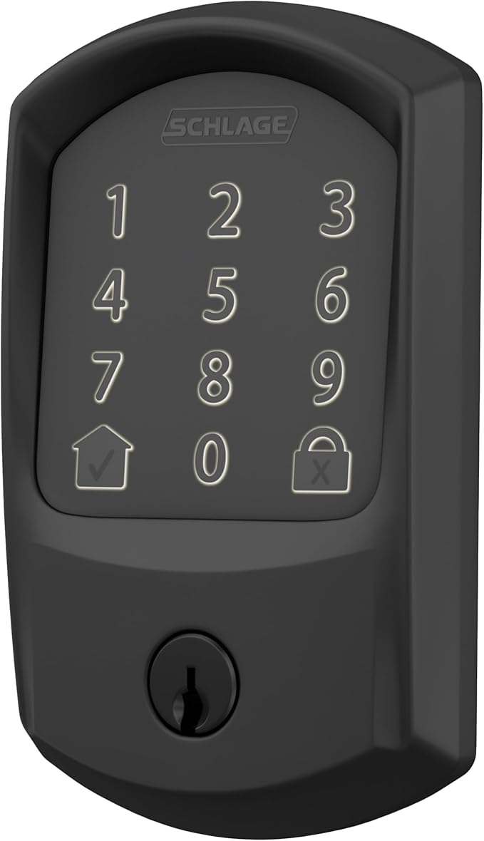 SCHLAGE BE489WB GRW 622 Encode WiFi Deadbolt Smart Lock, Keyless Entry Touchscreen Door Lock with Greenwich Trim, Matte Black