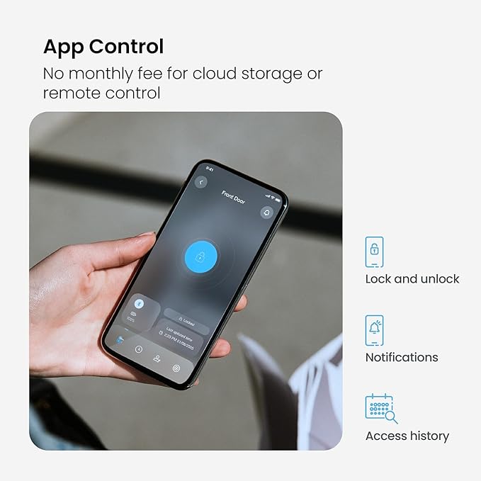 Lockly Secure Plus, Keyless Entry Door Lock, Smart Locks for Front Door, Smart Deadbolt Lock, PIN Genie® Keypad, 3D Biometric Fingerprint Sensor, Auto Lock Smart Door Lock