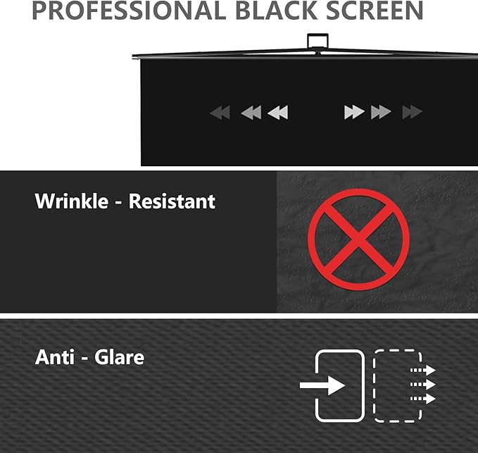 【Easy Set Up】 RAUBAY 59.8 x 82.7in Collapsible Black Backdrop Screen Portable Retractable Panel Photo Background with Stand for Video Conference, Photographic Studio, Streaming