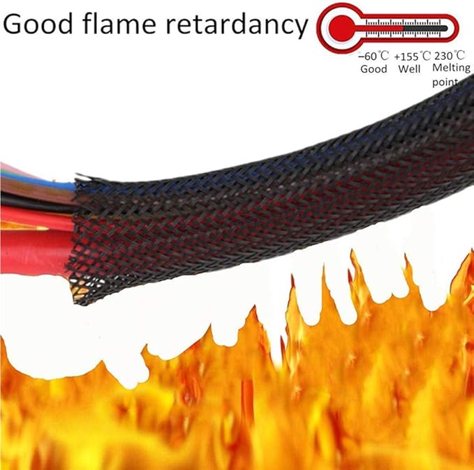 100ft - 1/4 Inch Cable Management Sleeve Protector,Wire Loom Expandable Wire Sleeving for Office TV Computer Home Theater Engine Bay Cord Organizer,Protect Cables from Pet Cat Dog Chewing,BlackYellow