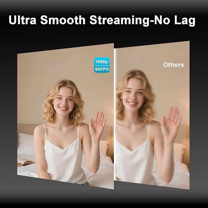 1080P 60FPS Streaming Webcam with Autofocus, Microphone, RGB Light and Tripod, USB Camera for PC/Mac, Plug and Play for Zoom, Skype, YouTube, Online Meetings