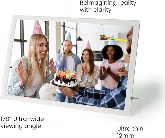 10.1" WiFi Digital Picture Frame - Black Smart Digital Photo Frame 1280x800P FHD IPS Screen, 64GB+8GB Free Cloud Storage, Auto-Rotate Wall/Desk, Wedding, Share Photos Instantly via App