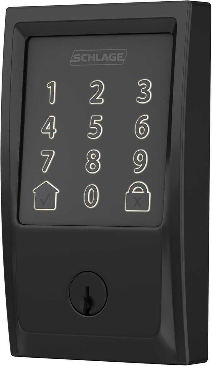 Schlage Encode Smart WiFi Deadbolt Lock for Front Door - Keyless Entry with App or Touchscreen - Works with Alexa, Hey Google, & Airbnb - Create Codes for Guests - Matte Black