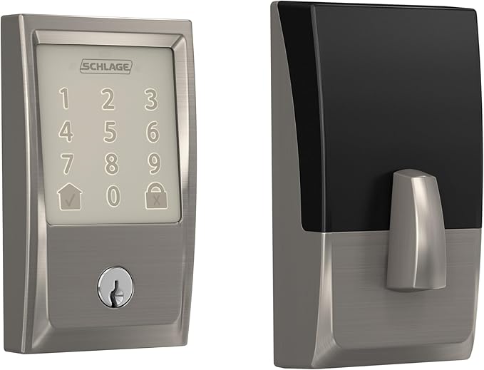Schlage Encode Smart WiFi Deadbolt Lock for Front Door - Keyless Entry with App or Touchscreen - Works with Alexa, Hey Google, & Airbnb - Create Codes for Guests - Satin Nickel Silver