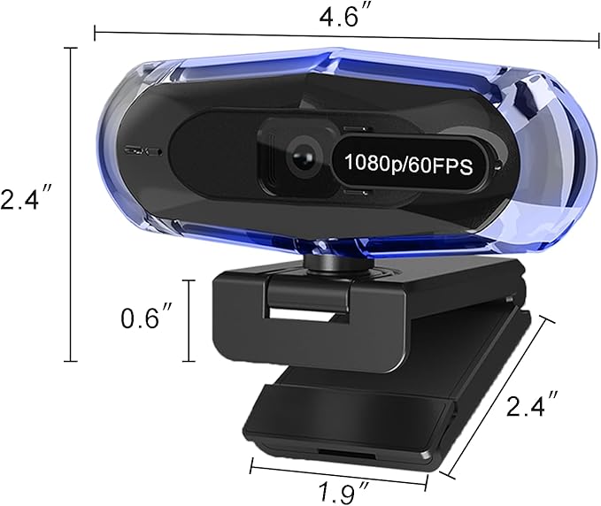 1080P 60FPS Streaming Webcam with Autofocus, Microphone, RGB Light and Tripod, USB Camera for PC/Mac, Plug and Play for Zoom, Skype, YouTube, Online Meetings