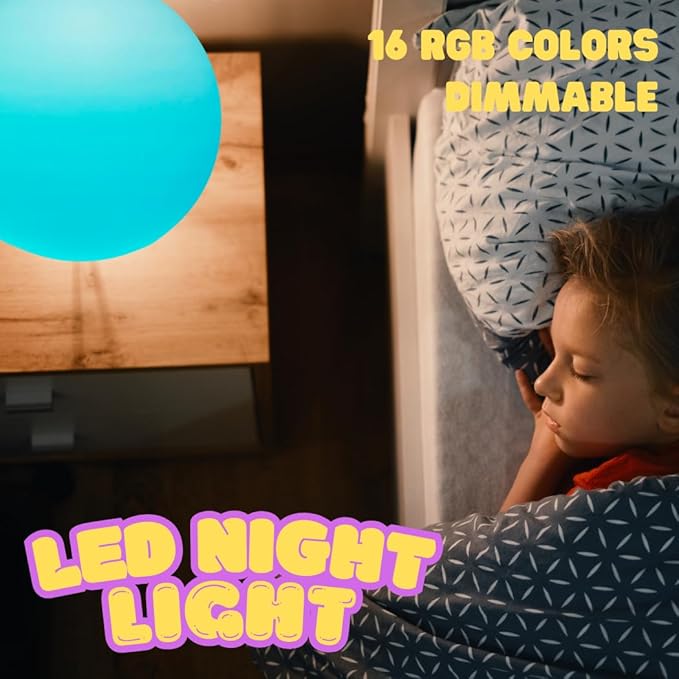 10-Inch LED Round Dimmable Glow Ball Waterproof Rechargeable RGB Color Changing Decorative Floating Pool Garden Decor w/Remote Control, Sensory Toys for Kids Night Light Indoor Outdoor