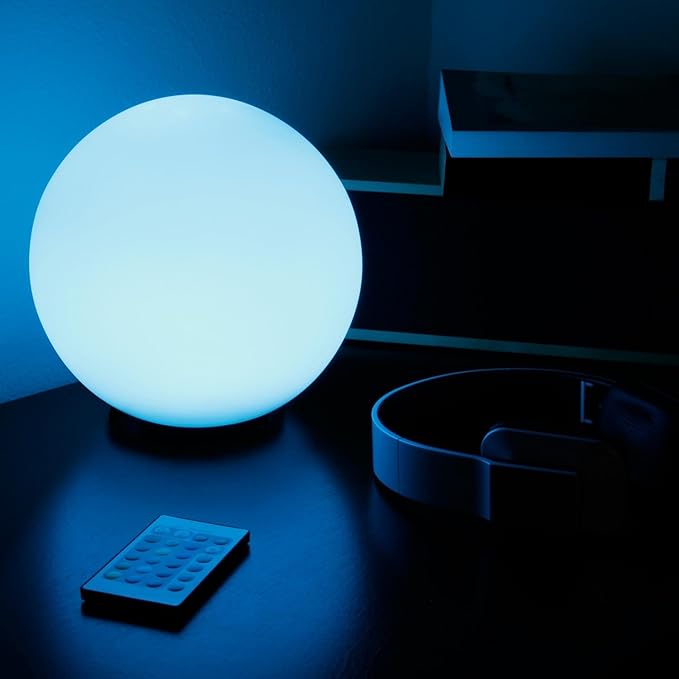 10-Inch LED Round Dimmable Glow Ball Waterproof Rechargeable RGB Color Changing Decorative Floating Pool Garden Decor w/Remote Control, Sensory Toys for Kids Night Light Indoor Outdoor