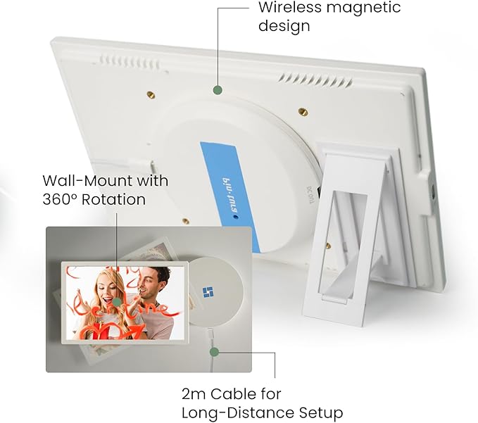 10.1" WiFi Digital Picture Frame - Black Smart Digital Photo Frame 1280x800P FHD IPS Screen, 64GB+8GB Free Cloud Storage, Auto-Rotate Wall/Desk, Wedding, Share Photos Instantly via App