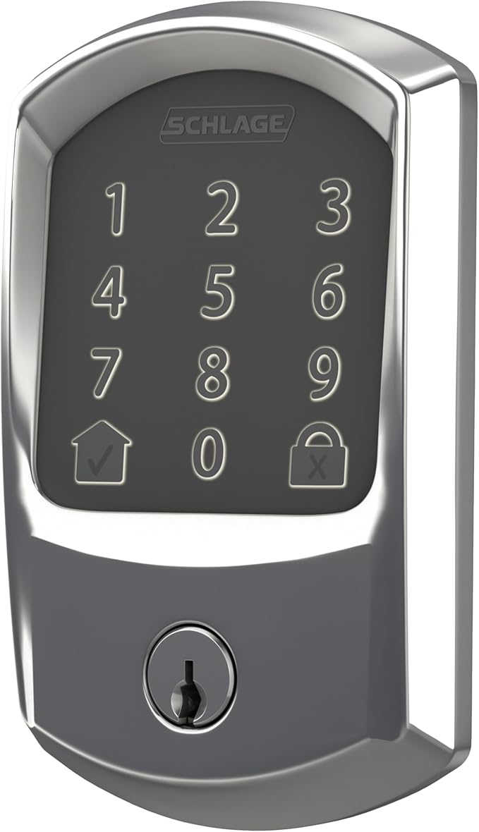 SCHLAGE BE489WB GRW 625 Encode WiFi Deadbolt Smart Lock, Keyless Entry Touchscreen Door Lock with Greenwich Trim, Bright Chrome