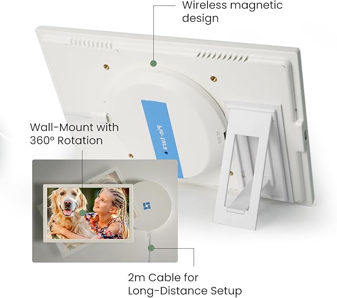 10.1" Gray WiFi Digital Photo Frame – Digital Photo Frame 1280 * 800P FHD IPS Screen with 64GB+8GB Cloud– Auto-Slideshow, Magnetic Wall-Mount & Auto-Rotate Secure Sharing Via APP for Fur Baby