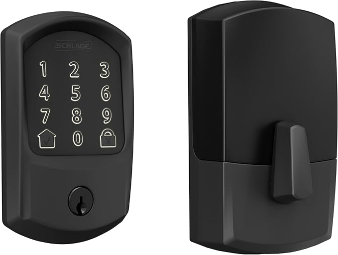 SCHLAGE BE489WB GRW 622 Encode WiFi Deadbolt Smart Lock, Keyless Entry Touchscreen Door Lock with Greenwich Trim, Matte Black