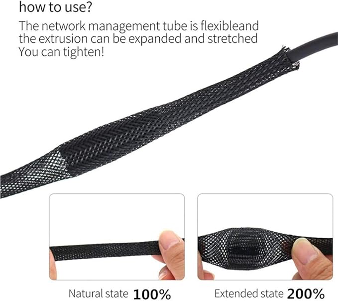 100ft - 1/4 Inch Cable Management Sleeve Protector,Wire Loom Expandable Wire Sleeving for Office TV Computer Home Theater Engine Bay Cord Organizer,Protect Cables from Pet Cat Dog Chewing,BlackYellow