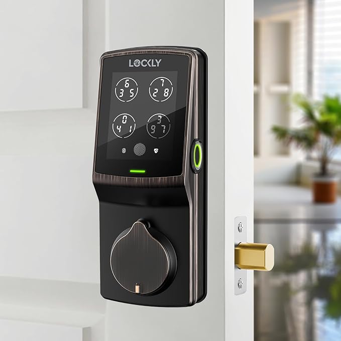 Lockly Secure Plus, Keyless Entry Door Lock, Smart Locks for Front Door, Smart Deadbolt Lock, PIN Genie® Keypad, 3D Biometric Fingerprint Sensor, Auto Lock Smart Door Lock