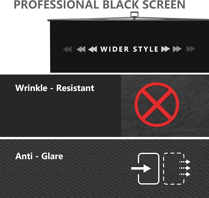 【Wider Style】 RAUBAY 78.7 x 82.7in Large Collapsible Black Backdrop Screen Portable Retractable Panel Photo Background with Stand for Video Conference, Photographic Studio, Streaming
