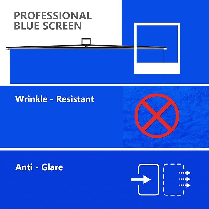 【Easy Set Up】 RAUBAY 59.8 x 82.7in Collapsible Blue Screen Backdrop Portable Retractable Chroma Key Panel Photo Background with Stand for Video Conference, Photographic Studio, Streaming