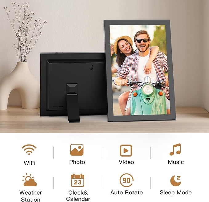 10.1" Digital-Picture-Frame Smart Digital Photo-Frame - IPS Touch Screen, Auto-Rotate, Slideshow, Load Photo Video from Phone to 32GB Digital Frame Via App Email, Free Cloud Storage, Gift for Mom Dad
