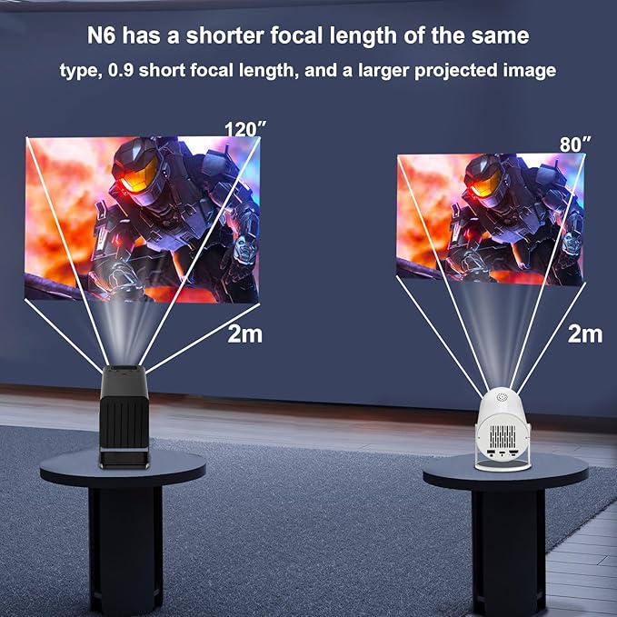 【Built-in App】Polaring Mini Projector, Smart 4K Projector with WiFi and bluetooth 1080P Support, Auto Keystone Correction,90° Rotating Adjustment,Compatible with phone, TV Stick , HDMI, USB(black)