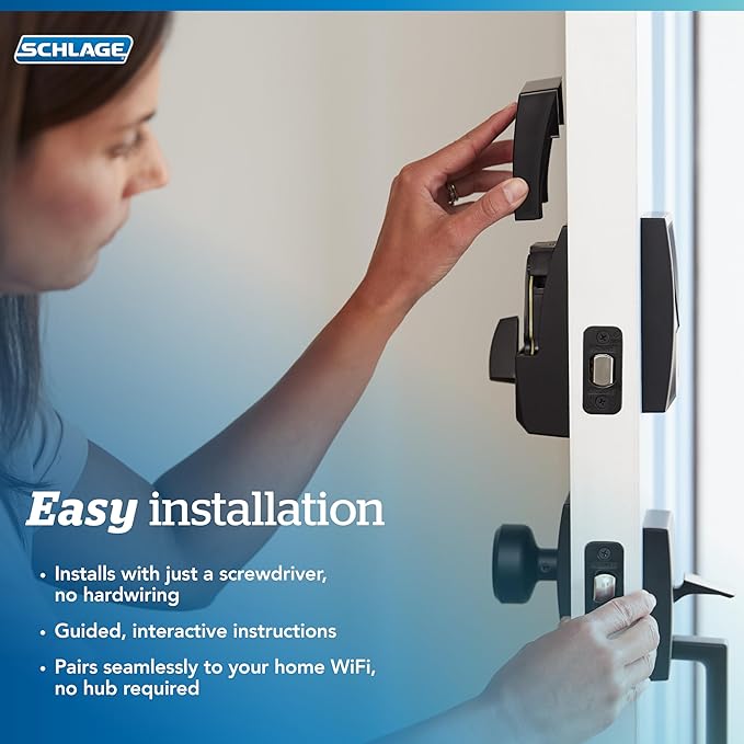SCHLAGE BE489WB GRW 716 Encode WiFi Deadbolt Smart Lock, Keyless Entry Touchscreen Door Lock with Greenwich Trim, Aged Bronze