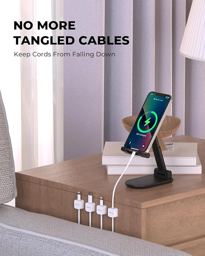 10 Pack Magnetic Cord Organizer Holder,Strong Adhesive Desk Cable Management Easy Open,Organize Phone Charging Cords Wire Holder Organizer Neatly for Home,Office,Car,Desk,Nightstand