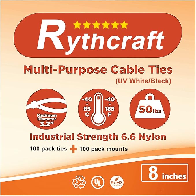 100 Pack 1.1 inch Zip Tie Adhesive Mounts Self Adhesive Cable Tie Base Holders with Multi-Purpose Tie wire clips with screw hole,Anchor stick on wire holder with 8 inch zip ties(Black&White)
