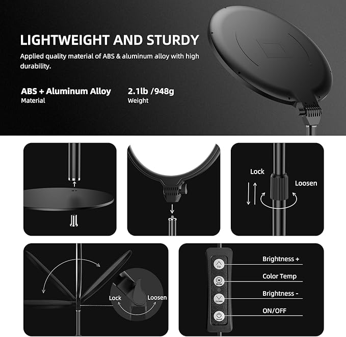 10.5in LED Desk Ring Light, Video Conference Lighting for Zoom Meeting/Video Calls, Live Stream, Home Office, Computer Lighting for Webcam, Online Classes, Professional Streaming