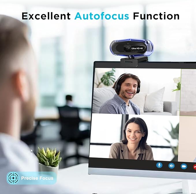 1080P 60FPS Streaming Webcam with Autofocus, Microphone, RGB Light and Tripod, USB Camera for PC/Mac, Plug and Play for Zoom, Skype, YouTube, Online Meetings