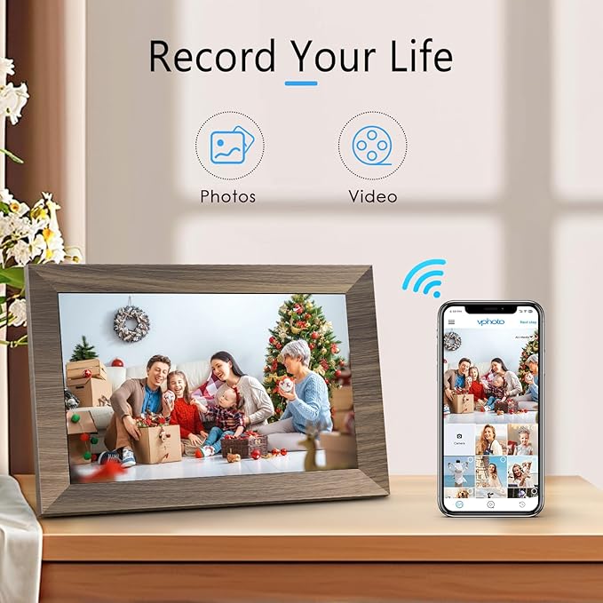 10.1 WiFi Digital Picture Frame, IPS Touch Screen Smart Cloud Digital Photo Frame with 16GB Storage, Wall Mountable, Auto-Rotate, Share Photos from Anywhere Via App, Email
