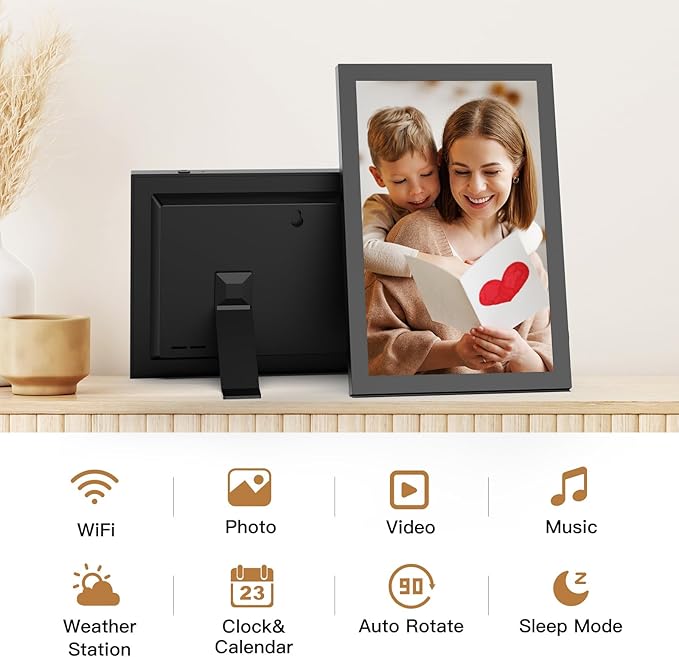 10.1" Digital-Picture-Frame Smart WiFi-Photo-Frame - IPS Touch Screen Digital Photo Frame, 32GB Slideshow, Auto-Rotate, Load Photo Video from Phone via App Email, Free Cloud Storage, Gift for Mom Dad