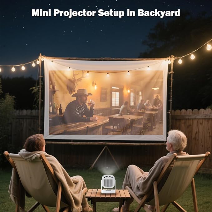 【Built-in Apps&1080P】WellSonic Mini Portable Projector 4K Support, Smart Projector with Wifi and Bluetooth, Auto Focus, 5W Speaker, Voice Control, 130" Screen Movie Projector for Home Bedroom Outdoor