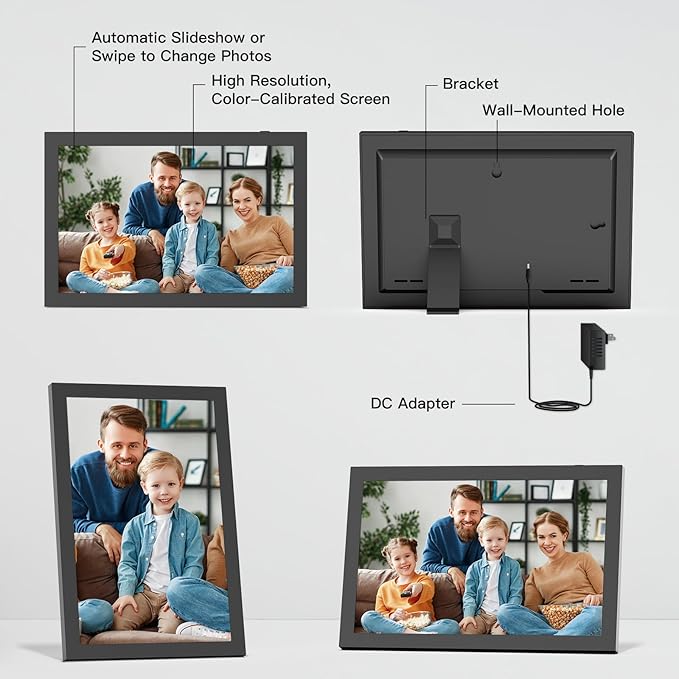 10.1" Digital-Picture-Frame Smart Digital Photo-Frame - IPS Touch Screen, Auto-Rotate, Slideshow, Load Photo Video from Phone to 32GB Digital Frame Via App Email, Free Cloud Storage, Gift for Mom Dad
