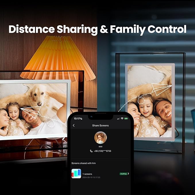10.1" Gray WiFi Digital Photo Frame – Digital Photo Frame 1280 * 800P FHD IPS Screen with 64GB+8GB Cloud– Auto-Slideshow, Magnetic Wall-Mount & Auto-Rotate Secure Sharing Via APP for Fur Baby