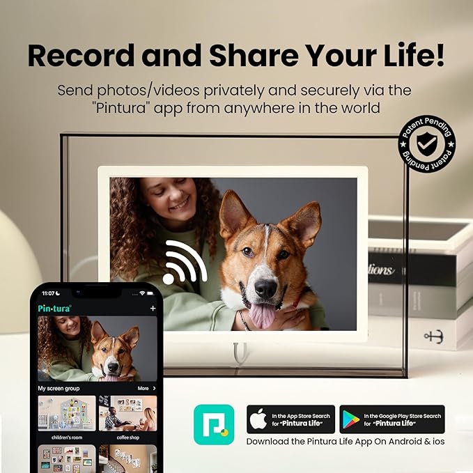 10.1" Gray WiFi Digital Photo Frame – Digital Photo Frame 1280 * 800P FHD IPS Screen with 64GB+8GB Cloud– Auto-Slideshow, Magnetic Wall-Mount & Auto-Rotate Secure Sharing Via APP for Fur Baby
