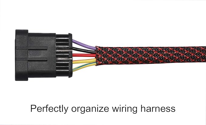 100ft - 3/8 inch PET Expandable Braided Sleeving – BlackRed – Alex Tech Braided Cable Sleeve