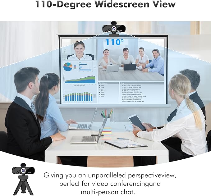 1080P HD Webcam with Microphone, Noise Cancellation, Privacy Cover, Wide-Angle Lens, Auto Light Correction, Plug & Play USB Webcam for Laptop, Desktop, PC, Mac, Zoom, Skype, Streaming(Black)-3