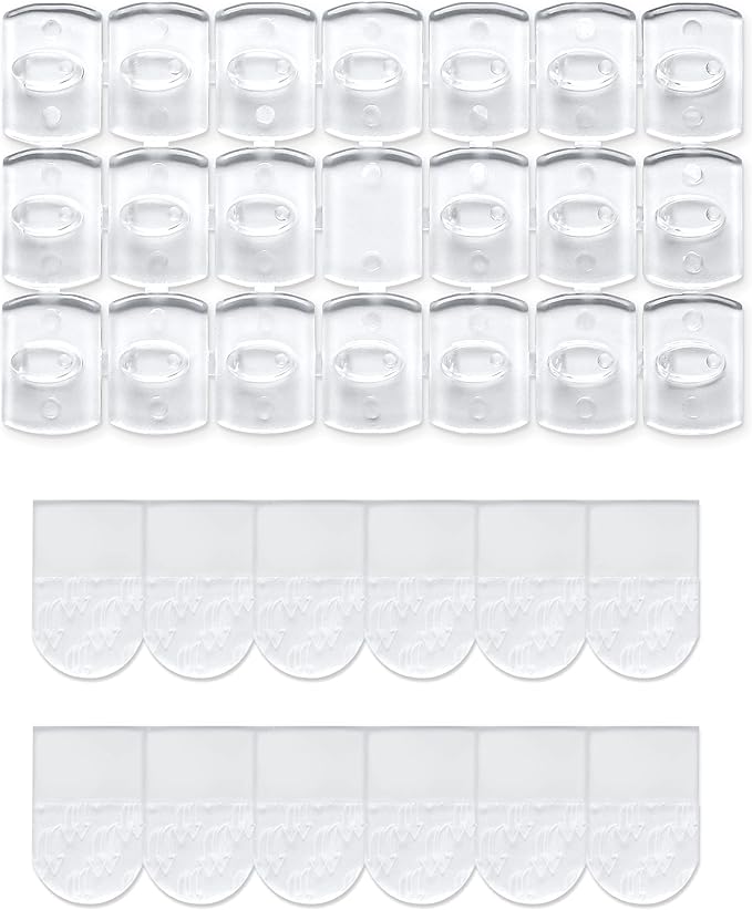100 Mini Clear Light Clips with 120 Adhesive Strips, Damage-Free Indoor Mini Wall Hooks for Hanging, Removable Clips for Christmas Decoration