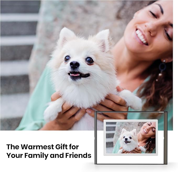 10.1" Gray WiFi Digital Photo Frame – Digital Photo Frame 1280 * 800P FHD IPS Screen with 64GB+8GB Cloud– Auto-Slideshow, Magnetic Wall-Mount & Auto-Rotate Secure Sharing Via APP for Fur Baby