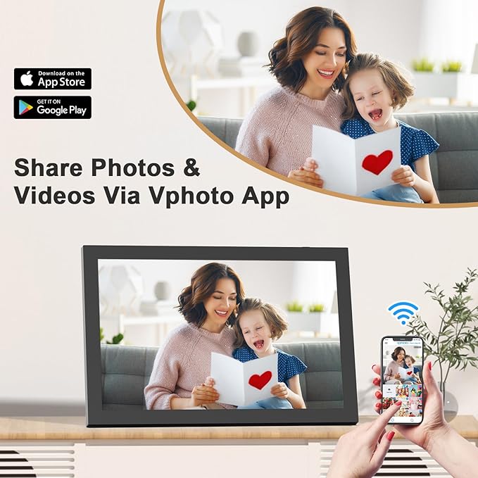 10.1" Digital-Picture-Frame Smart WiFi-Photo-Frame - IPS Touch Screen Digital Photo Frame, 32GB Slideshow, Auto-Rotate, Load Photo Video from Phone via App Email, Free Cloud Storage, Gift for Mom Dad