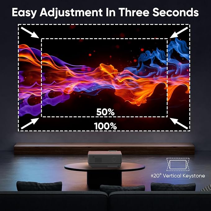 【Netflix Officially】NISOO Smart Projector with WiFi and Bluetooth, Mini Movie Projector with Apps Built-in, 1080P Outdoor Projector for Phone/PC/HDMI/USB, Two-way Bluetooth, 50% Zoom