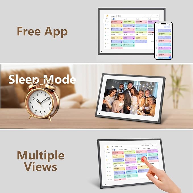 10.1 Inch Smart Digital Calendar Planner & Chore Chart, IPS HD Touch Screen Display for Family Schedules, Hearth Display Desk Smart Calendar Seamless Scheduling