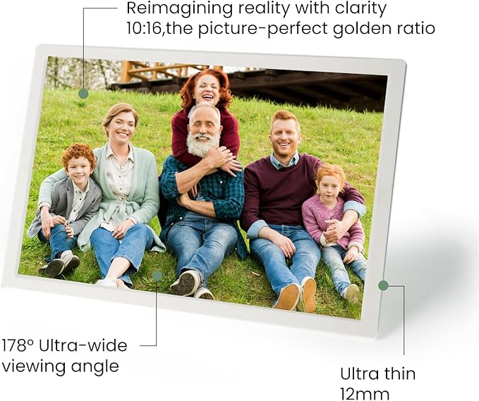 10.1" WiFi Wood Texture Digital Picture Frame - Smart Digital Photo Frame HD IPS 1280x800p Screen, 64GB+8GB Free Cloud Storage, Auto-Rotate Wall/Desk, Wedding, Share Photos Instantly via App