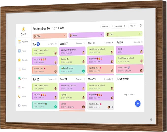 10.1 Inch Digital Calendar Chore Chart with Touchscreen - Full HD Interactive Display, Wall & Desk Mountable Family Planner, To-Do List & Meal Planner, Digital Picture Frame for Sharing Photos via App