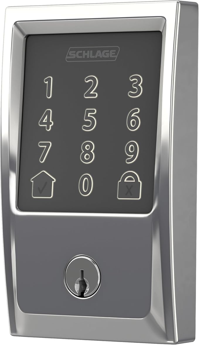 Schlage Encode Smart WiFi Deadbolt with Century Trim In Bright Chrome