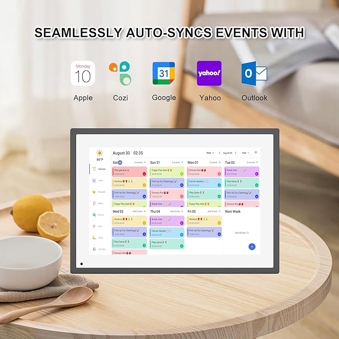 10.1 Inch Smart Digital Calendar Planner & Chore Chart, IPS HD Touchscreen Interactive Display for Family Schedules, Digital Picture Frame for Seamless Scheduling - Share Photos/Videos via App