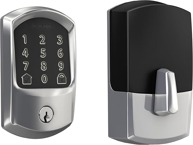 SCHLAGE BE489WB GRW 625 Encode WiFi Deadbolt Smart Lock, Keyless Entry Touchscreen Door Lock with Greenwich Trim, Bright Chrome
